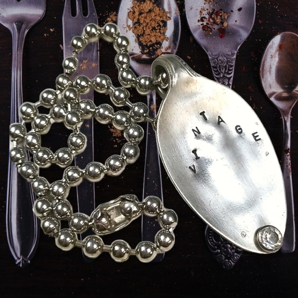 Vintage Jewelry - Hand Crafted Repurposed Vintage Spoon Ball Chain Necklace